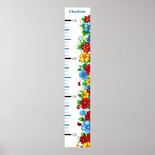 Colourful Floral Personalised Growth Chart