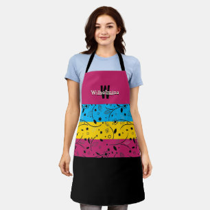 Colourful Floral Personalised Monogram Apron