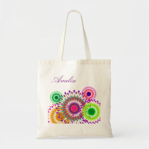 Colourful Floral Personalised Monogram Vintage Tote Bag