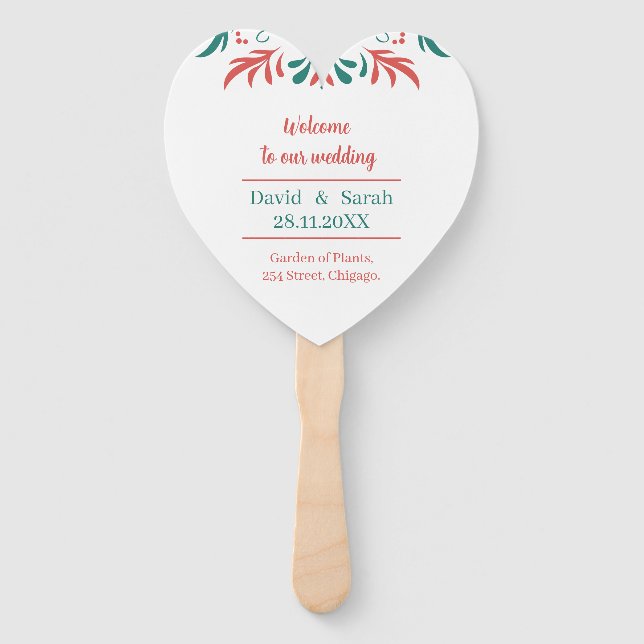  colourful Floral Personalised Wedding Program Hand Fan (Front)