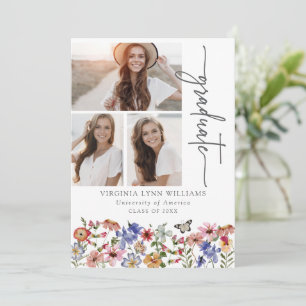 Colourful Floral Photo Graduation Announcement