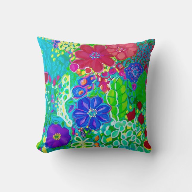 Colourful Floral Pillow Popping with Colour (Front)
