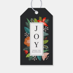 Colourful Floral & Pine Frame Holiday Gift Tags