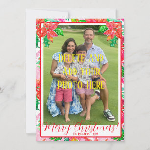 Colourful Floral Poinsettia Christmas Card