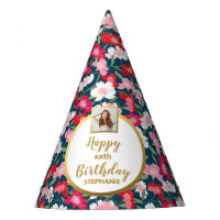 Colourful Floral Print Custom Photo Happy Birthday