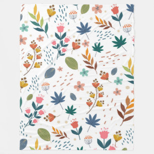 Colourful Floral Print Fleece Blanket