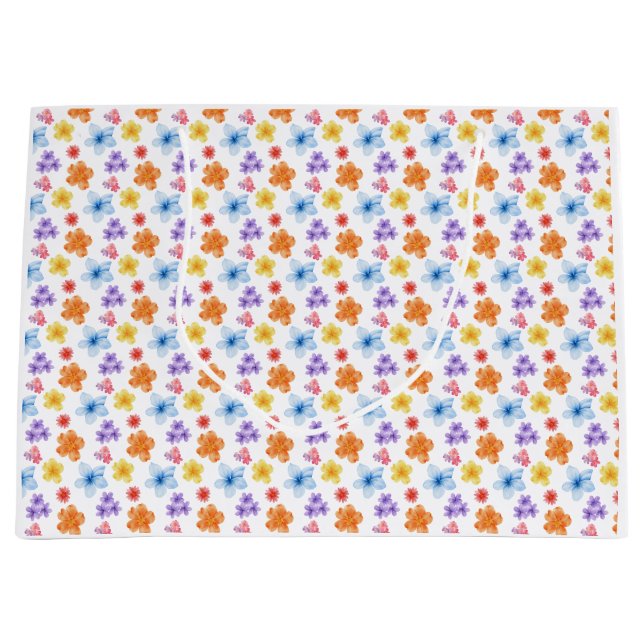 Colourful Floral Print  Large Gift Bag (Front)