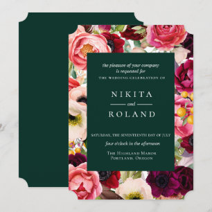 Colourful Floral Print Wedding Invitation