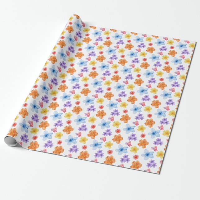 Colourful Floral Print Wrapping Paper (Unrolled)