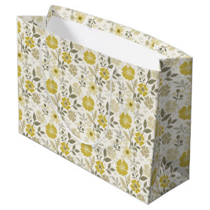 Colourful Floral Print - Yellow Large Gift Bag