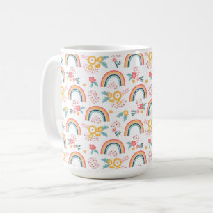 Colourful Floral Rainbow Pattern Coffee Mug