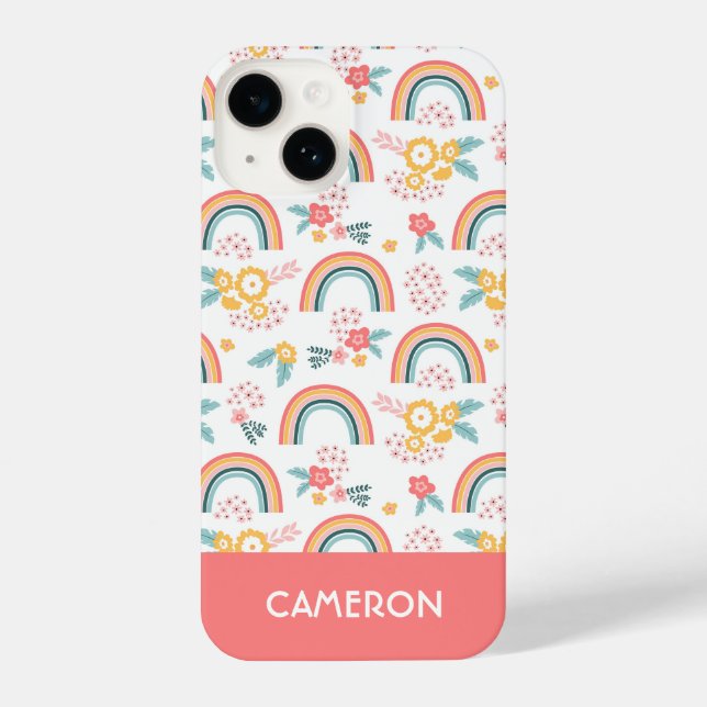 Colourful Floral Rainbow Pattern iPhone Case (Back)