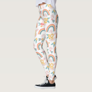 Colourful Floral Rainbow Pattern Leggings