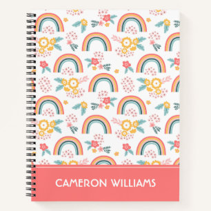 Colourful Floral Rainbow Pattern Notebook