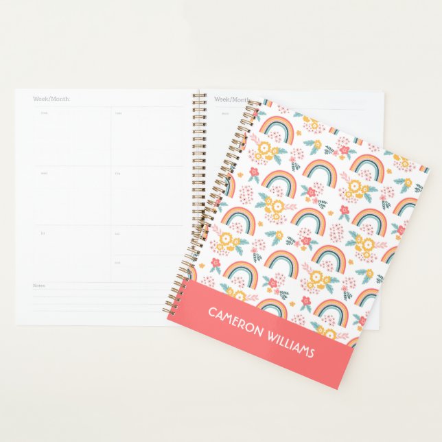 Colourful Floral Rainbow Pattern Planner (Display)