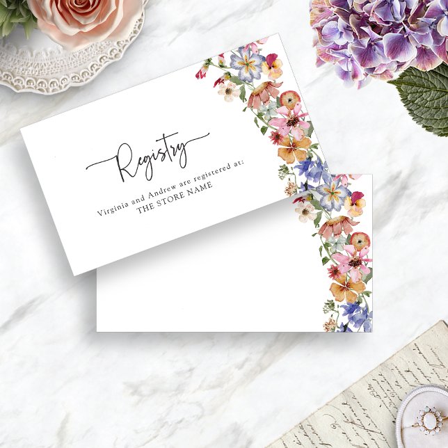 Colourful Floral Registry Enclosure Card (Colorful Watercolor Floral Registry Enclosure Card by Painted Paperie
)