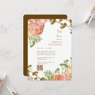 Colourful Floral Rounded Bridal Shower  Invitation