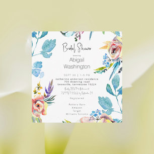 Colourful Floral Rounded Sq. Bridal Shower  Invitation