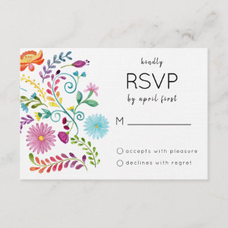 Colourful Floral RSVP Card