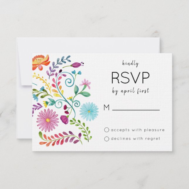 Colourful Floral RSVP Card (Front)