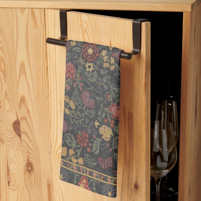 Colourful Floral Rug Pattern Tea Towel (Thirds Fold)