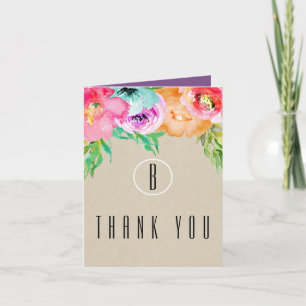 Colourful Floral Rustic Modern Kraft Thank You
