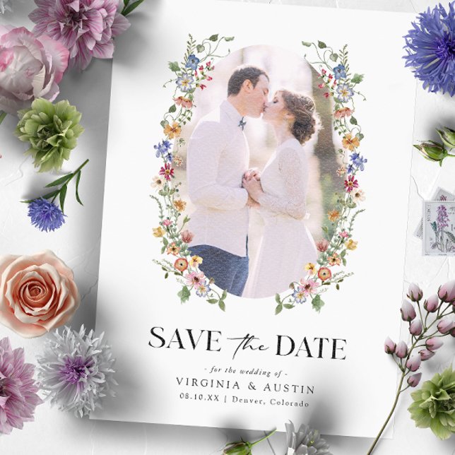 Colourful Floral Save The Date Card (Colorful Wildflower Wedding Save the Date by Painted Paperie
)