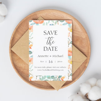 Colourful Floral save the date Invitation