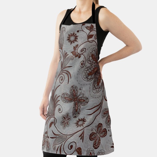 Colourful Floral Seamless Pattern Apron (Insitu)