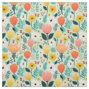 Colourful Floral Seamless Pattern Fabric
