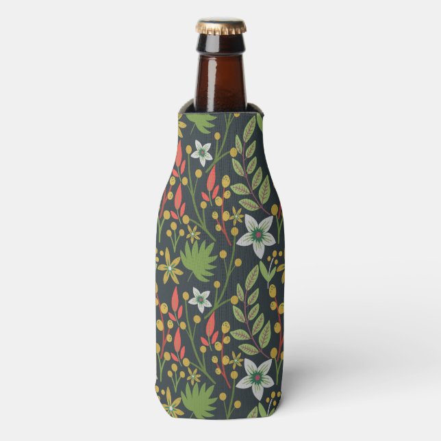 Colourful floral seamless pattern flowers and leav bottle cooler (Bottle Front)