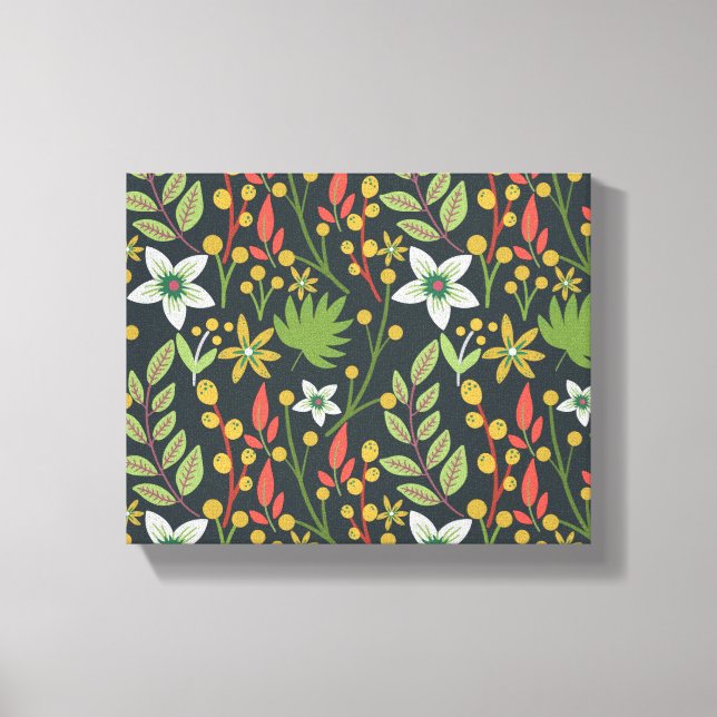 Colourful floral seamless pattern flowers and leav canvas print (Front)