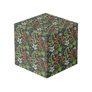 Colourful floral seamless pattern flowers and leav cube