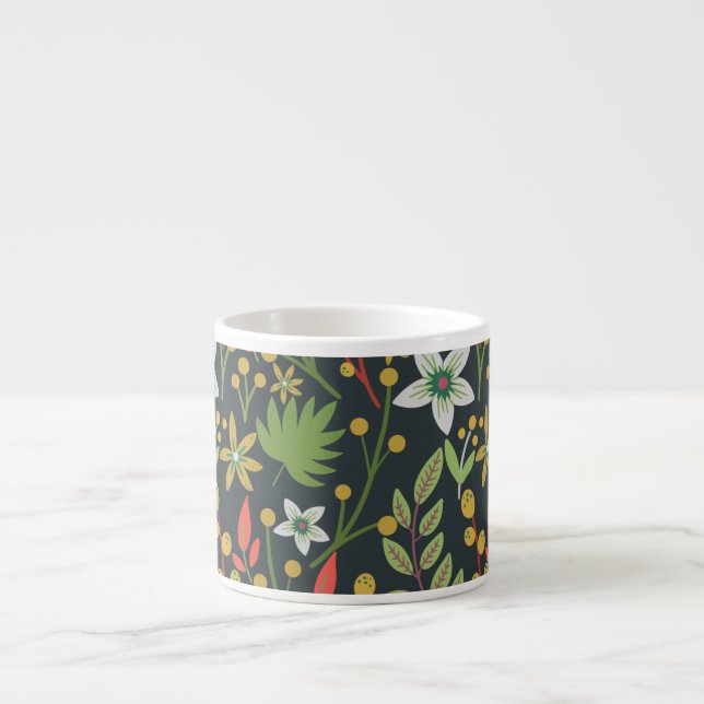 Colourful floral seamless pattern flowers and leav espresso cup (Front)