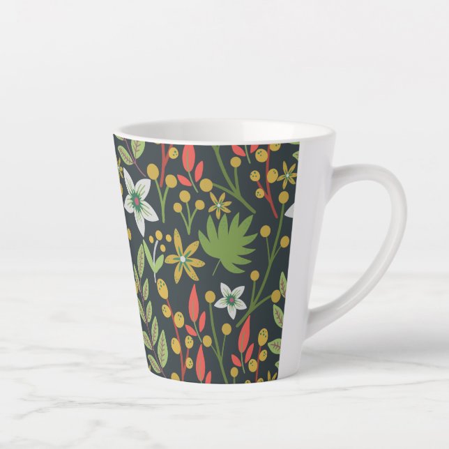 Colourful floral seamless pattern flowers and leav latte mug (Right)