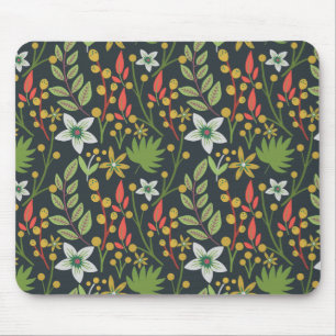 Colourful floral seamless pattern flowers and leav mouse mat