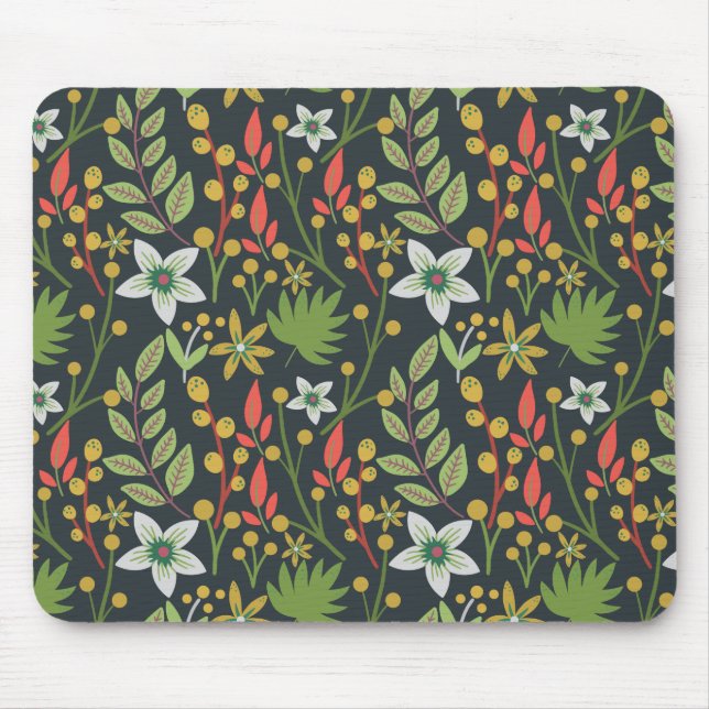 Colourful floral seamless pattern flowers and leav mouse mat (Front)