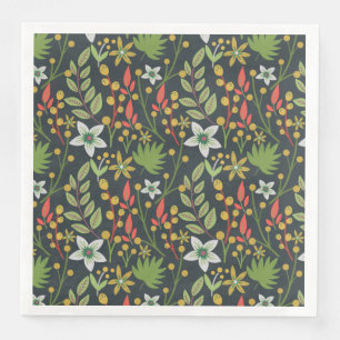 Colourful floral seamless pattern flowers and leav napkin