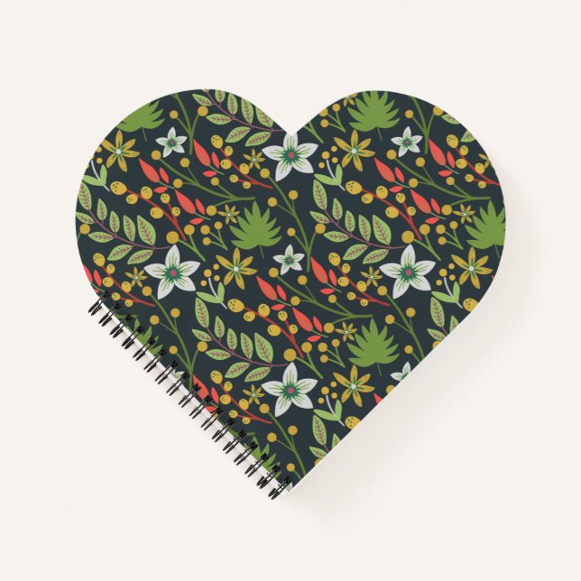 Colourful floral seamless pattern flowers and leav notebook (Front)