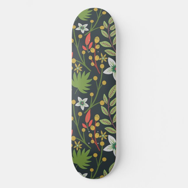Colourful floral seamless pattern flowers and leav skateboard (Front)