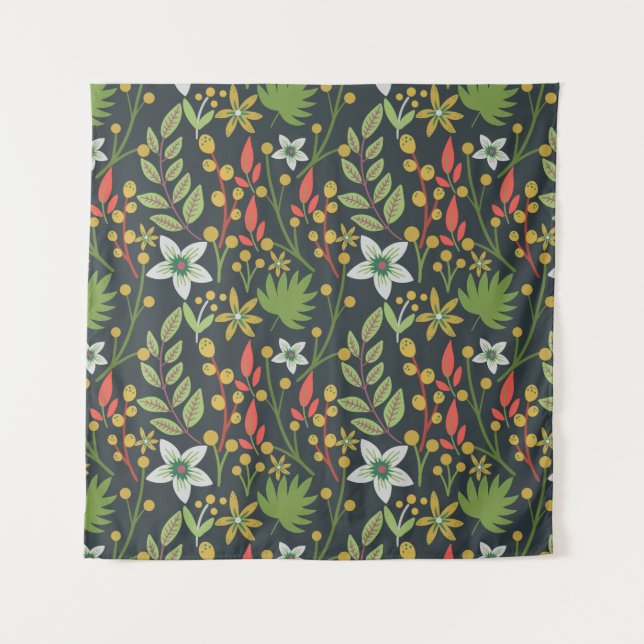 Colourful floral seamless pattern flowers and leav tapestry (Front)
