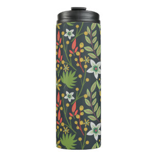 Colourful floral seamless pattern flowers and leav thermal tumbler