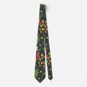 Colourful floral seamless pattern flowers and leav tie