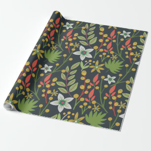 Colourful floral seamless pattern flowers and leav wrapping paper