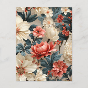 Colourful Floral Seamless Pattern Holiday Postcard