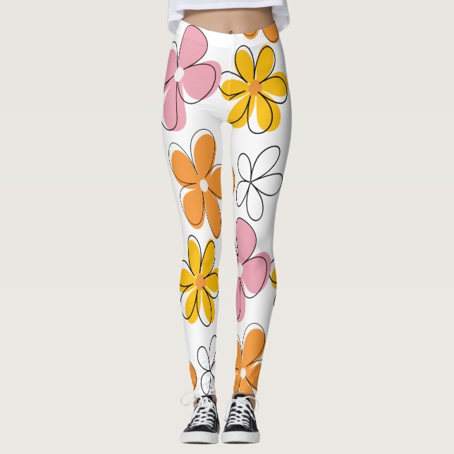 Colourful  Floral Seamless Pattern Minimalist  Leggings (Front)
