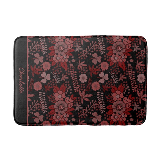 Colourful floral seamless pattern personalised nam bath mat (Front)