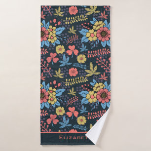 Colourful floral seamless pattern personalised nam bath towel