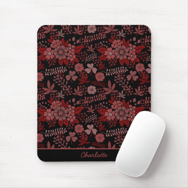 Colourful floral seamless pattern personalised nam mouse mat (With Mouse)
