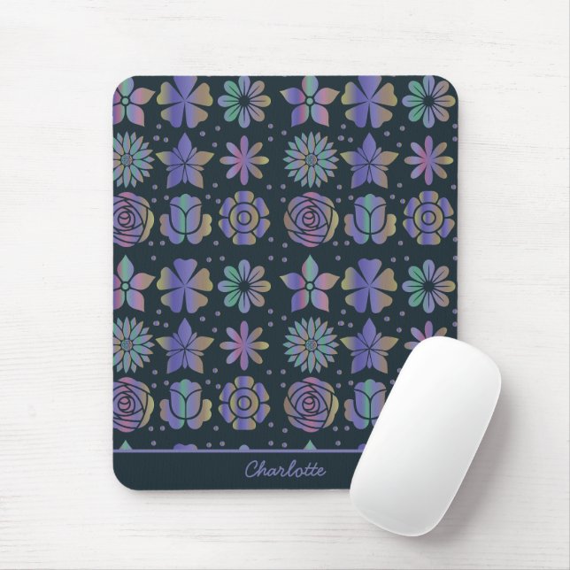 Colourful floral seamless pattern personalised nam mouse mat (With Mouse)